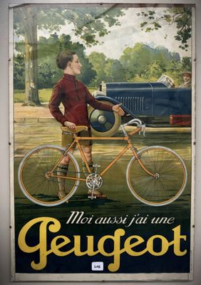 painting of a man on a bicycle with a soccer ball in his hand