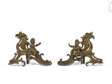 pair of antique bronze figurines of a man and a woman on a bench