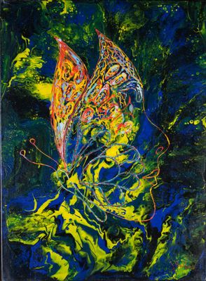 Laurent MULOT "Psyché, l'âme papillon" HST, SBD, datée 2024.