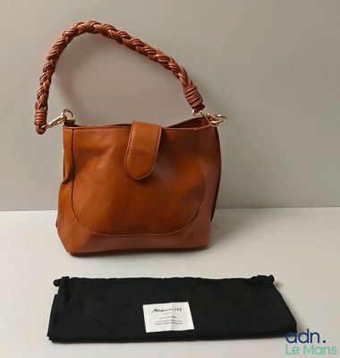 an image of a brown purse and a black bag on a table