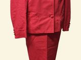 an image of a red jacket and skirt suit on a mannequin
