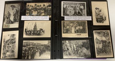 une vieille photo en noir et blanc d'un livre sur lequel figurent des portraits de personnes
