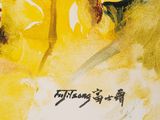 a painting of a man with a sword in the middle of a painting