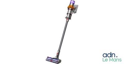 a close up of a cordless vacuum cleaner on a white background