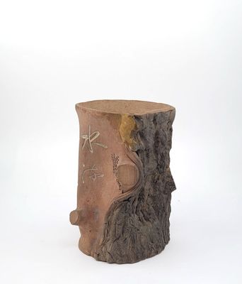 CHINE Pot à pinceaux en terre cuite à l'imitation d'un tronc…