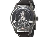 men ' s watch with black dial and black canvas strap