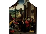 une image d'un tableau représentant un groupe de personnes assises sur un banc