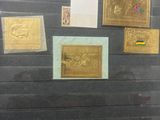 a display case with a lot of different types of stamps on it