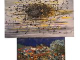 painting of a bird nest and a painting of a bird nest