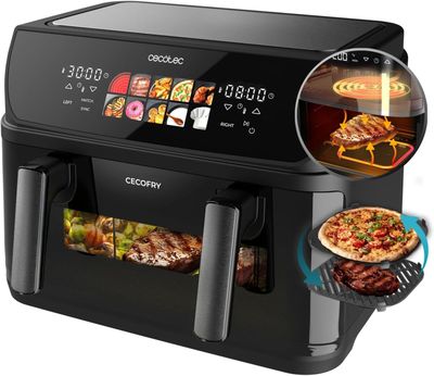 a close up of an air fryer with a pizza in it