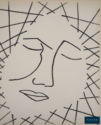 un dessin représentant le visage d'une femme d'où partent des lignes