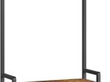 un porte-manteaux en bois et en métal, muni de deux tiroirs et d'une étagère