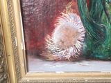 a picture of a painting of a cactus plant and a flower