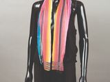 a mannequin with a multi colored scarf on it ' s neck