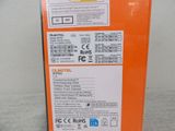 an orange box that has a label on it