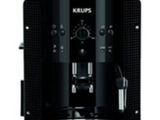 Une machine à café Krups sur fond blanc, avec un moulin à café