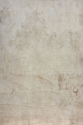 an image of a drawing of a castle on a hill