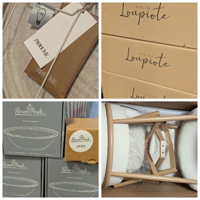 plusieurs photos différentes d'une boîte contenant quelques objets