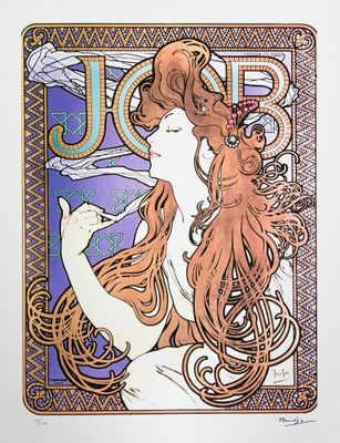 an image of a woman smoking a cigarette in front of a poster