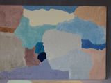 painting of a painting of a blue, yellow, and white cloud