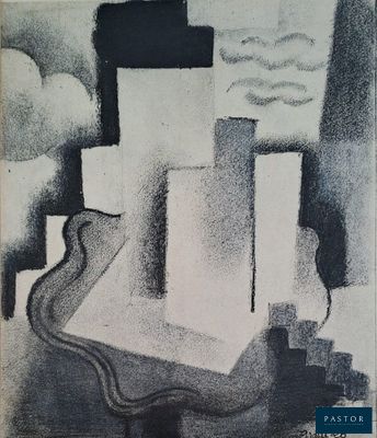 an image of a black and white drawing of a city