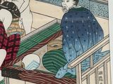 a picture of a painting of a man and woman in a bathtub