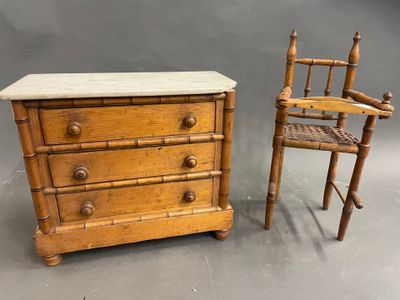 Commode de poupée façon Bamboue et chaise haute - Photo 1