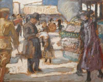 ANDRÉ Albert, 1869-1954, Rue animée à Marseille, huile sur p…