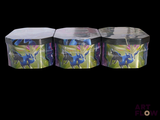 three tins that are sitting next to each other