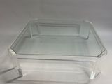 table basse en acrylique transparent avec plateau en verre