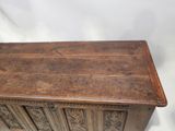 an old wooden chest sitting on top of a white background
