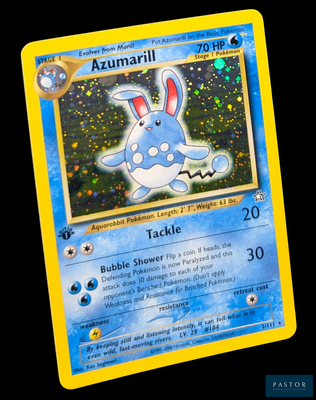 une image représentant une carte Pokémon sur laquelle figure un lapin bleu et blanc