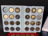 a box of coins that are sitting on a table