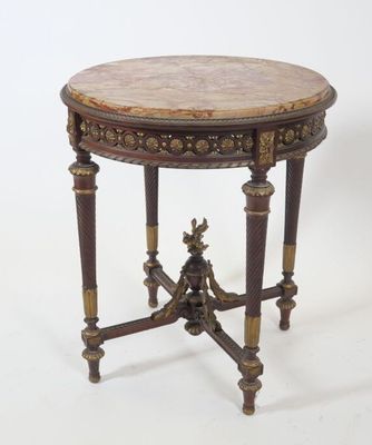 an image of a small table with a marble top on a white background
