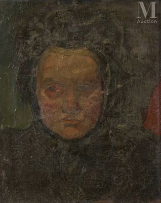 an old painting of a woman in a black dress with a hood on
