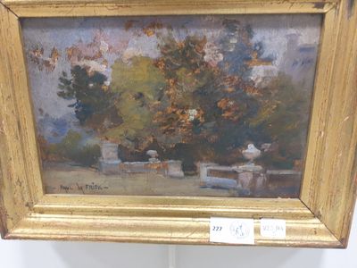 PAUL DE FRICK (1864-1935) Scène de parc Huile sur panneau en…