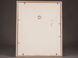 a painting of a white square with a gold ring on it