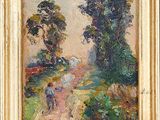 an image of a painting of a person walking down a path