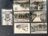 plusieurs photos en noir et blanc d'une gare où l'on voit des gens sur les voies