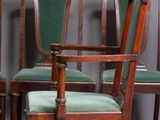 set of six victorian mahogany dining chairs with green velvet upholstered seats