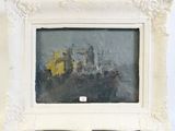 a picture of a painting of a castle in a white frame