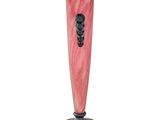 the tall vase is made of pink marble and has a black base
