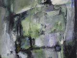 an oil painting of a room with a window and a chair