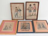 three framed pictures of men in period clothing are on a white surface
