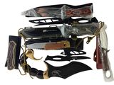 many different types of knives and knives in this picture