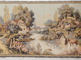 an image of a picture of a tapestry with a river in the background