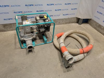 two hoses and a pump on the floor