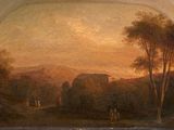une image représentant un tableau de paysage dans lequel figurent des personnes et des animaux