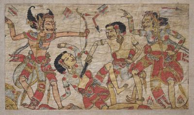 une image représentant un tableau où l'on voit un groupe de personnes avec des flèches