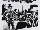 drawing of a series of black and white images of a man in a hat